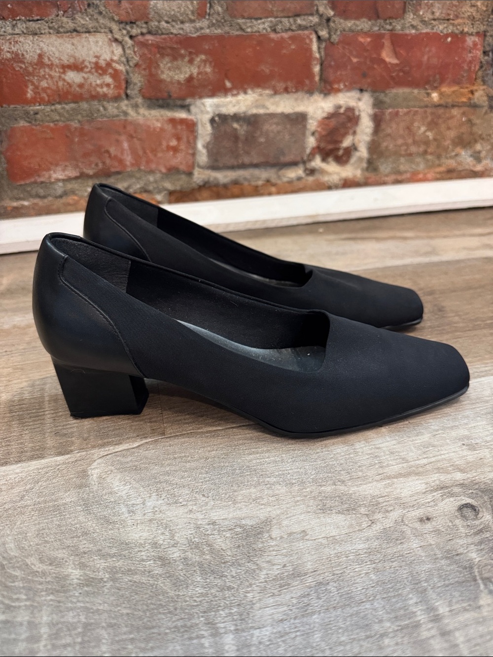 Naturalizer Joy Black Square-Toe Block Heel Classic Pumps
